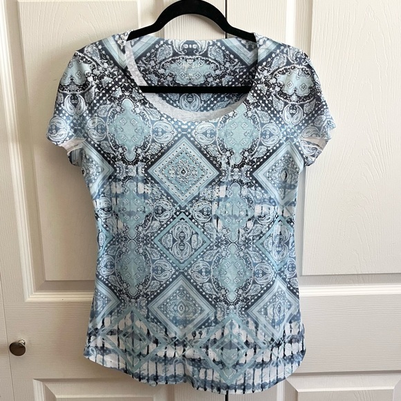 5 for $25! Style & Co Blue Pattern Blouse Medium - Picture 1 of 4